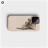 Nude Man Seated on the Ground with One Leg Extended - レンブラント ファン レイン Phone Case.