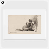 アートポスター-Nude Man Seated on the Ground with One Leg Extended - レンブラント ファン レイン Poster.