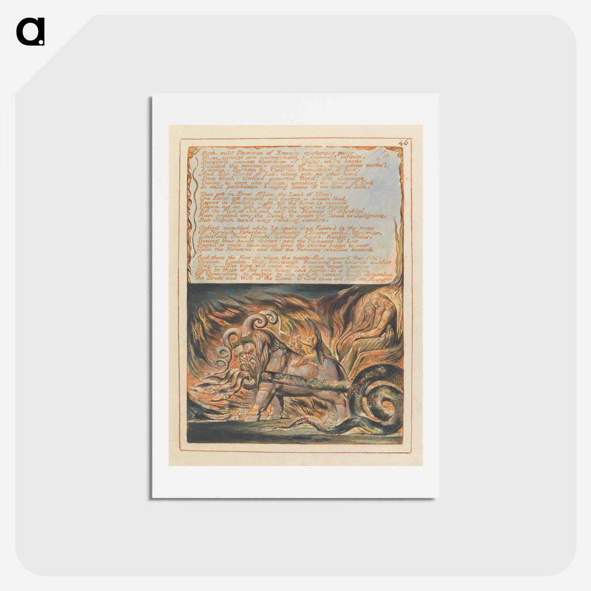 アートポストカード-Jerusalem, Plate 46, "Bath, mild Physician" - ウィリアム ブレイク Postcard.