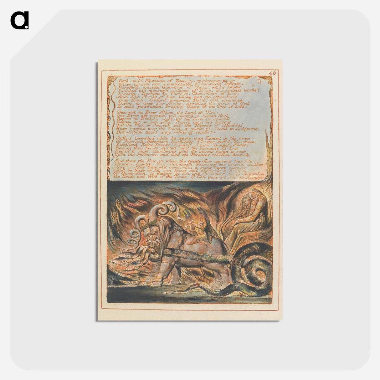 アートポストカード-Jerusalem, Plate 46, "Bath, mild Physician" - ウィリアム ブレイク Postcard.