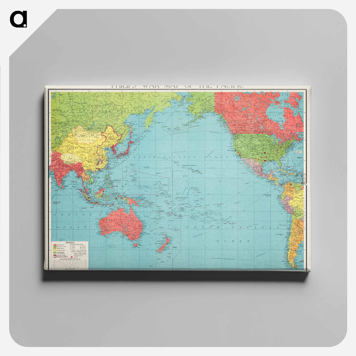 Philips' war map of the Pacific - アンティーク地図 Canvas.