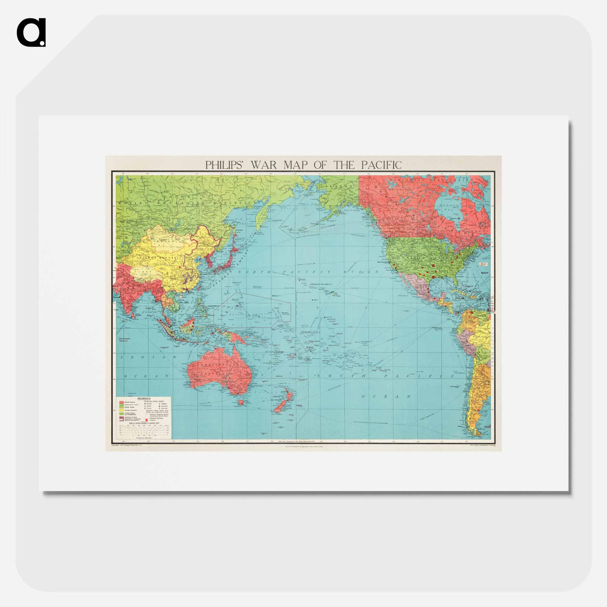 Philips' war map of the Pacific - アンティーク地図 Poster.