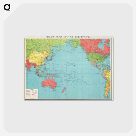アートポストカード-Philips' war map of the Pacific - アンティーク地図 Postcard.