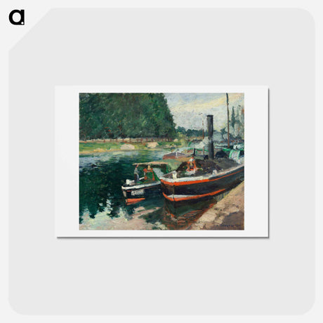 アートポストカード-Barges at Pontoise - カミーユ ピサロ Postcard.
