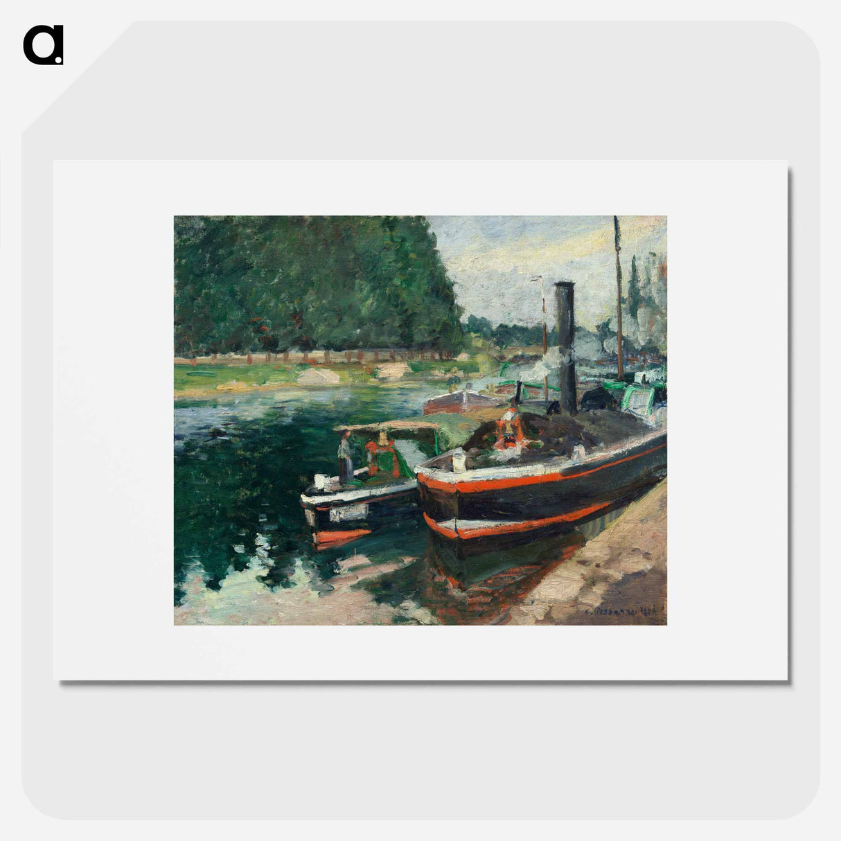 Barges at Pontoise - Camille Pissarro Poster.