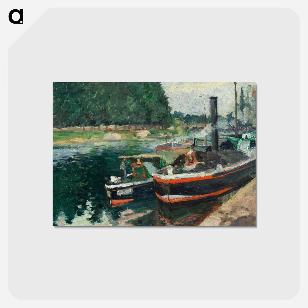 アートポストカード-Barges at Pontoise - カミーユ ピサロ Postcard.