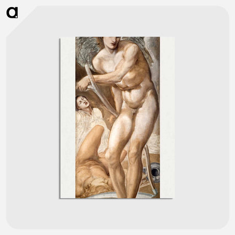 アートポストカード-Troy Triptych - Study of Oblivion conquering Fame - エドワード バーン ジョーンズ Postcard.