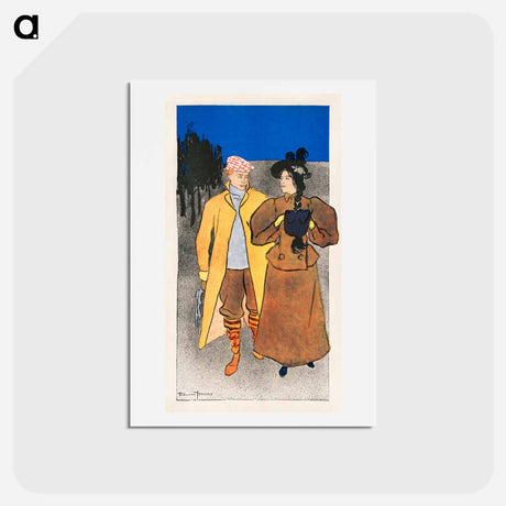 アートポストカード-Man walking with woman - エドワード ペンフィールド Postcard.
