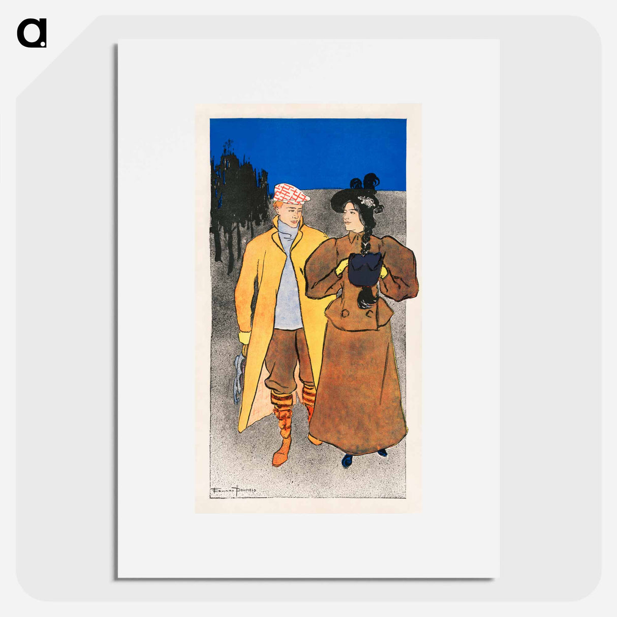 Man walking with woman - エドワード ペンフィールド Poster.