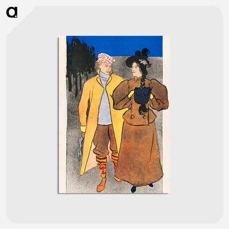 アートポストカード-Man walking with woman - エドワード ペンフィールド Postcard.