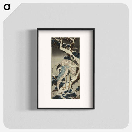 アートポスター-Hokusai's Cranes at The Branch of A Snow - 葛飾 北斎 Poster.