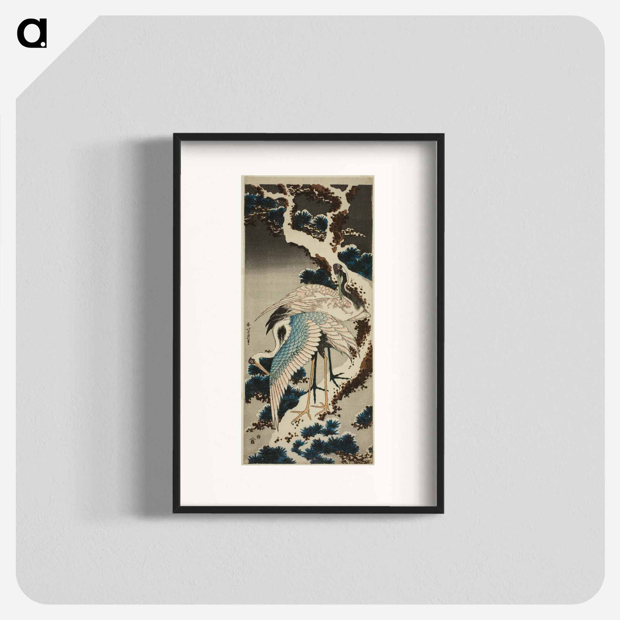 Hokusai's Cranes at The Branch of A Snow - 葛飾 北斎 Poster.