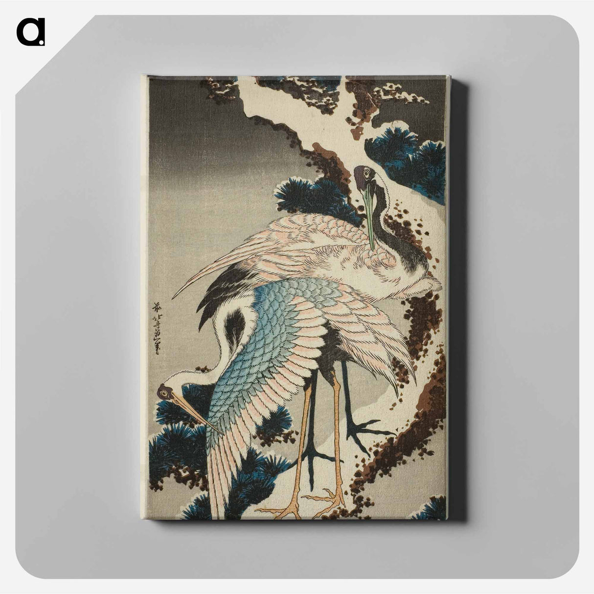 Hokusai's Cranes at The Branch of A Snow - 葛飾 北斎 Canvas.