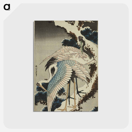 アートポストカード-Hokusai's Cranes at The Branch of A Snow - 葛飾 北斎 Postcard.