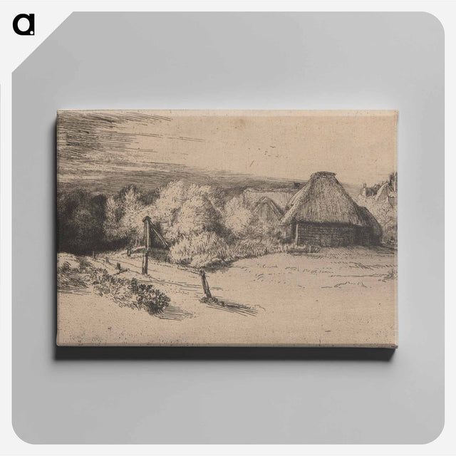 アートパネル-Landscape with a Farm Building and the House with the Tower - レンブラント ファン レイン Canvas.