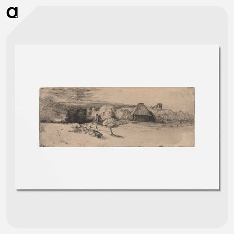 アートポスター-Landscape with a Farm Building and the House with the Tower - レンブラント ファン レイン Poster.