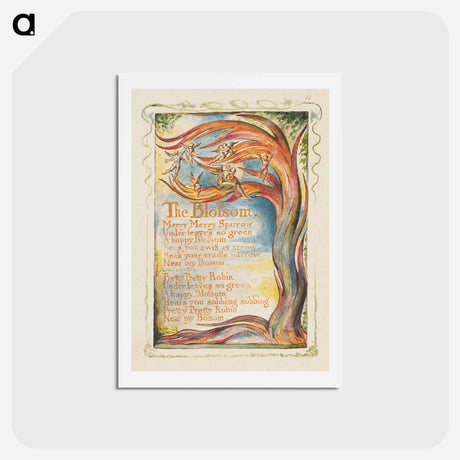 アートポストカード-Songs of Innocence and of Experience: The Blossom: Merry Merry Sparrow - ウィリアム ブレイク Postcard.