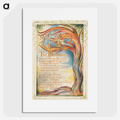アートポスター-Songs of Innocence and of Experience: The Blossom: Merry Merry Sparrow - ウィリアム ブレイク Poster.