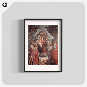 アートポスター-Madonna with saints St. John theBaptist, St. Gregory I the Great, St. Benedict - アンドレア マンテーニャ Poster.