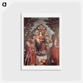 アートポストカード-Madonna with saints St. John theBaptist, St. Gregory I the Great, St. Benedict - アンドレア マンテーニャ Postcard.
