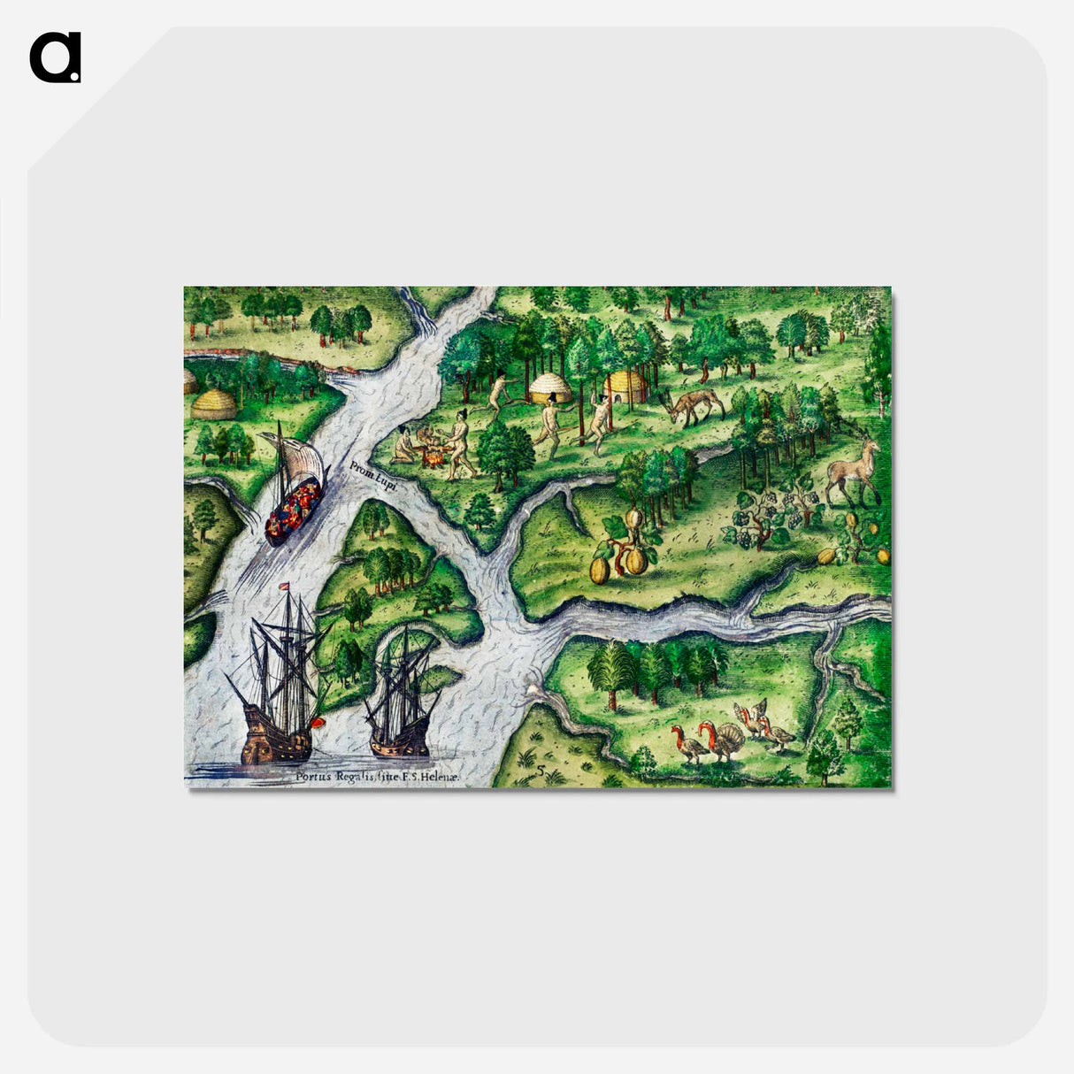 アートポストカード-Port Royal, South Carolina - アンティーク地図 Postcard.