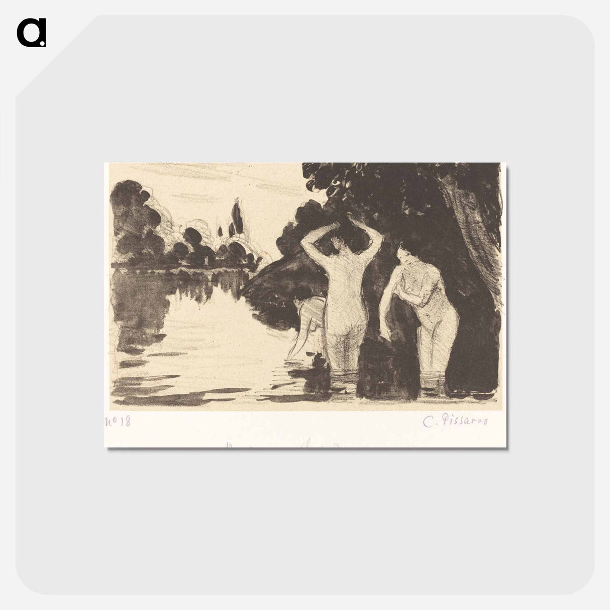 アートポストカード-Baigneuses - カミーユ ピサロ Postcard.