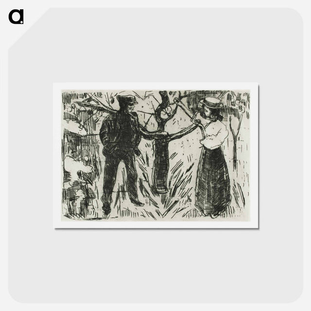 アートポストカード-Adam and Eve - エドヴァルド ムンク Postcard.