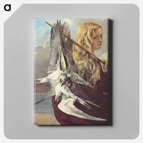 アートパネル-Girl with Seagulls,Trouville - ギュスターヴ クールベ Canvas.