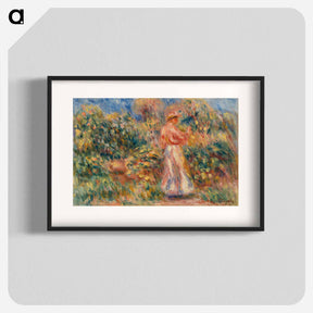 アートポスター-Landscape with Woman in Pink and White - ピエール オーギュスト ルノワール Poster.