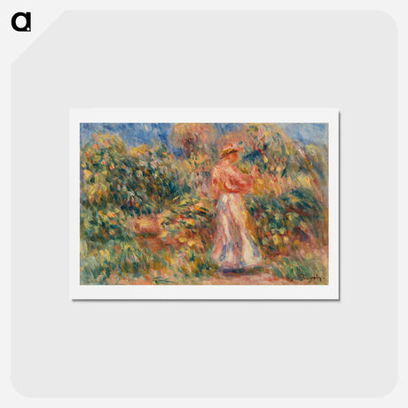 アートポストカード-Landscape with Woman in Pink and White - ピエール オーギュスト ルノワール Postcard.