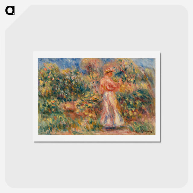 アートポストカード-Landscape with Woman in Pink and White - ピエール オーギュスト ルノワール Postcard.