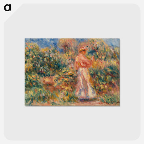 アートポストカード-Landscape with Woman in Pink and White - ピエール オーギュスト ルノワール Postcard.
