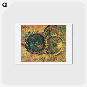 アートポストカード-Two Cut Sunflowers - フィンセント ファン ゴッホ Postcard.
