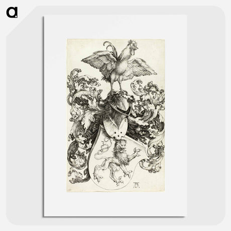 アートポスター-Coat of Arms with Lion and Rooster - アルブレヒト デューラー Poster.