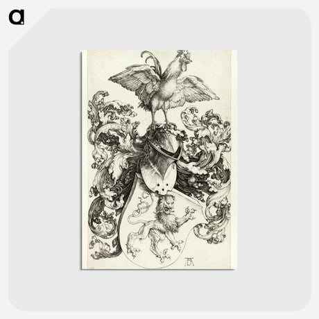 アートポストカード-Coat of Arms with Lion and Rooster - アルブレヒト デューラー Postcard.