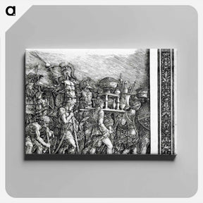 アートパネル-Holders of currencies and gold jewelry, trophies royal armor with pilasters - アンドレア マンテーニャ Canvas.