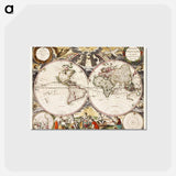 アートポストカード-Nieuwe Werelt kaert - アンティーク地図 Postcard.
