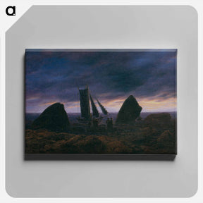 アートパネル-Fishing boat between two rocks on the beach of the Baltic Sea - カスパー ダーヴィト フリードリヒ Canvas.