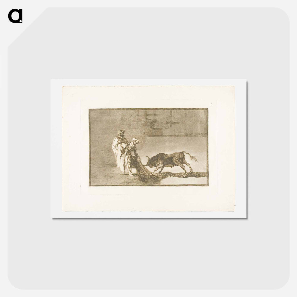 アートポストカード-The Moors make a different play in the ring calling the bull with their burnous - フランシスコ デ ゴヤ Postcard.