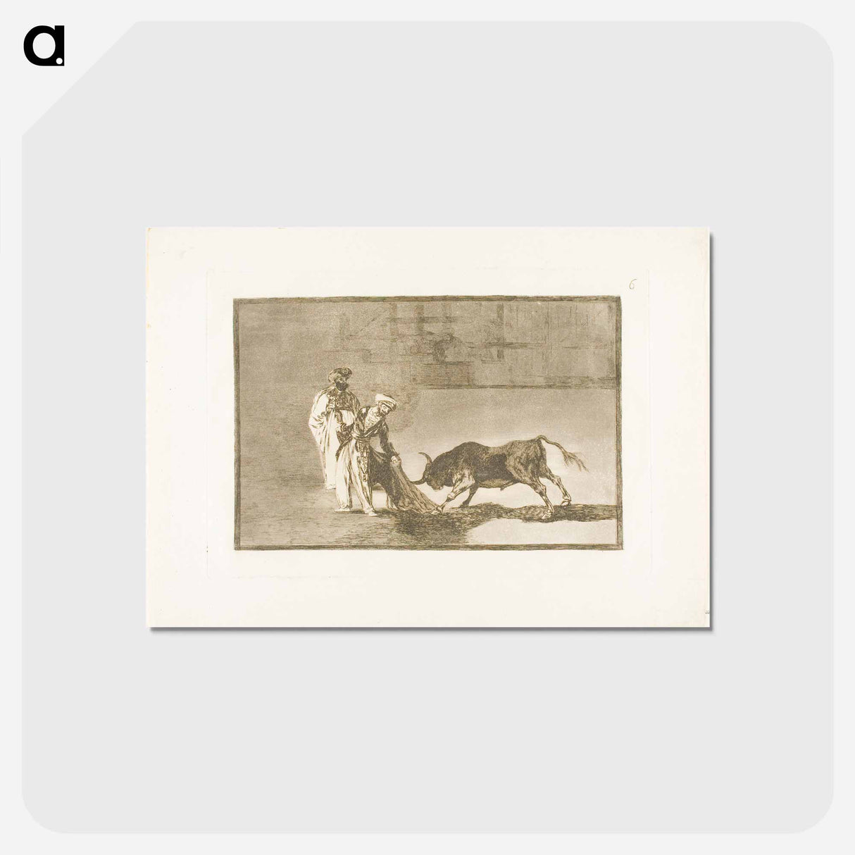 アートポストカード-The Moors make a different play in the ring calling the bull with their burnous - フランシスコ デ ゴヤ Postcard.