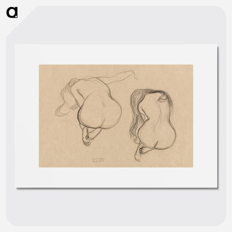 Two Studies of a Seated Nude with Long Hair - Gustav Klimt Poster.