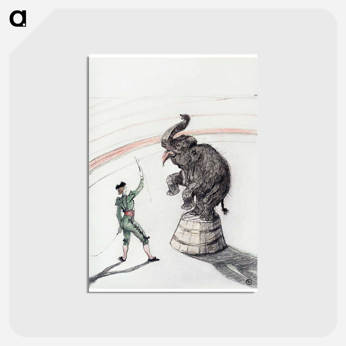 アートポストカード-Elephant en liberte - アンリ ド トゥールーズ ロートレック Postcard.