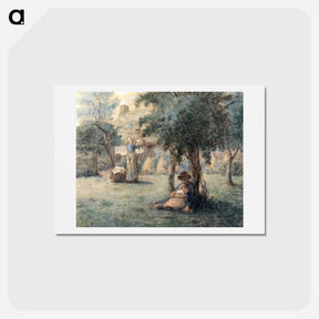 アートポストカード-Woman Hanging Her Laundry - ジャン フランソワ ミレー Postcard.