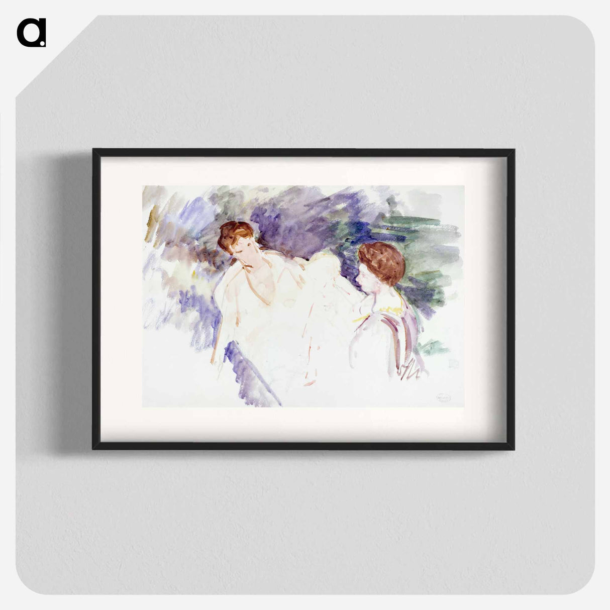 Etude pour "Le Bain" : Deux femmes et un enfant dans une barque - Mary Cassatt Poster.