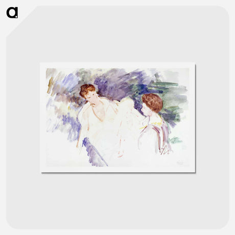 アートポストカード-Etude pour "Le Bain" : Deux femmes et un enfant dans une barque - メアリー カサット Postcard.