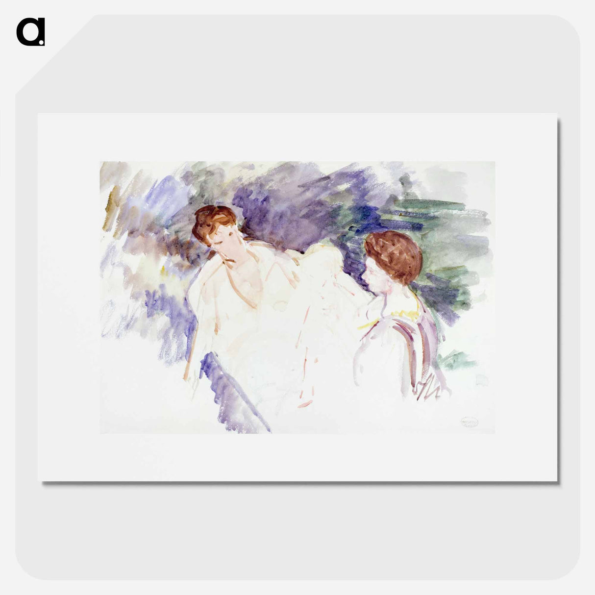 Etude pour "Le Bain" : Deux femmes et un enfant dans une barque - Mary Cassatt Poster.