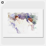 Etude pour "Le Bain" : Deux femmes et un enfant dans une barque - Mary Cassatt Poster.