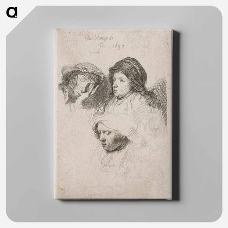 アートパネル-Three Heads of Women, One Asleep - レンブラント ファン レイン Canvas.