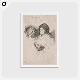 アートポストカード-Three Heads of Women, One Asleep - レンブラント ファン レイン Postcard.