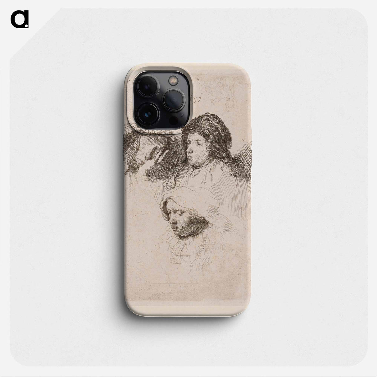 Three Heads of Women, One Asleep - Rembrandt van Rijn Phone Case.